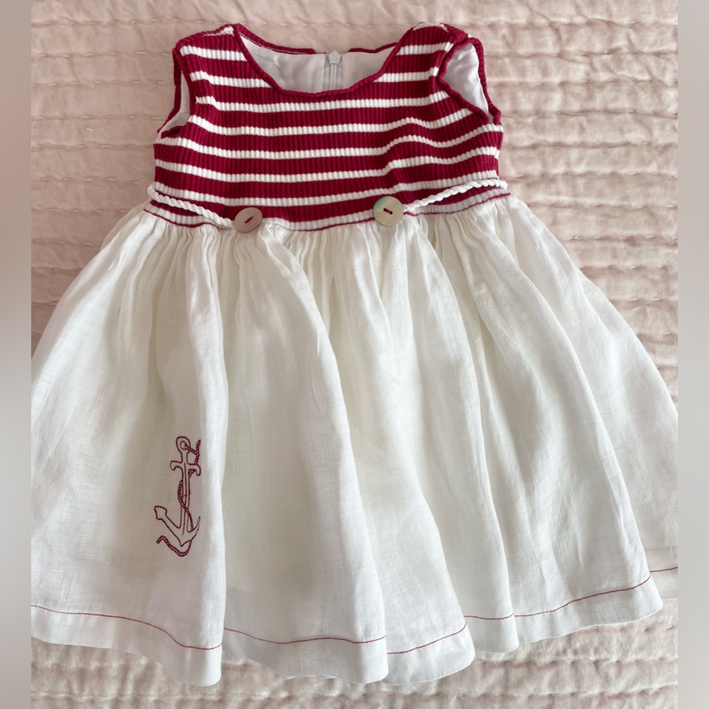 Nautical Red and White girls dress 18M